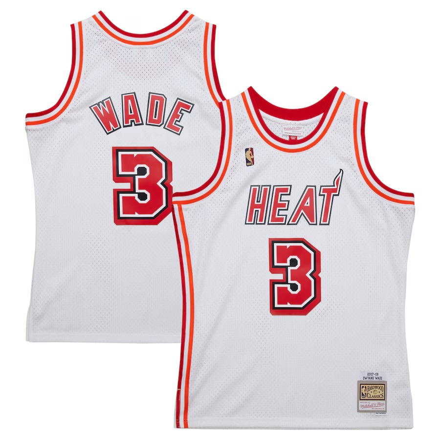 Men's Miami Heat Dwyane Wade Mitchell & Ness White 2007/08 Hardwood Classics Swingman Jersey