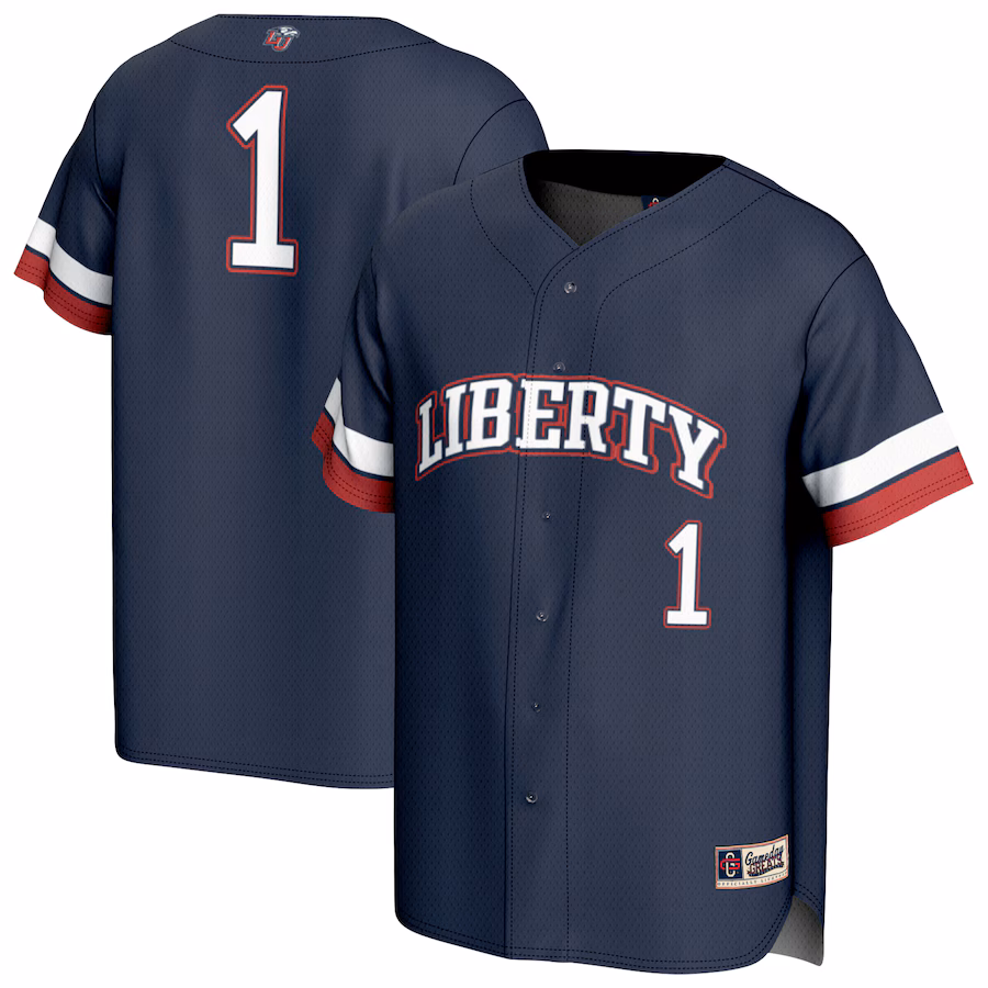 Youth GameDay Greats #1 Navy Liberty Flames Lightweight Collegiate Baseball Fashion Jersey
