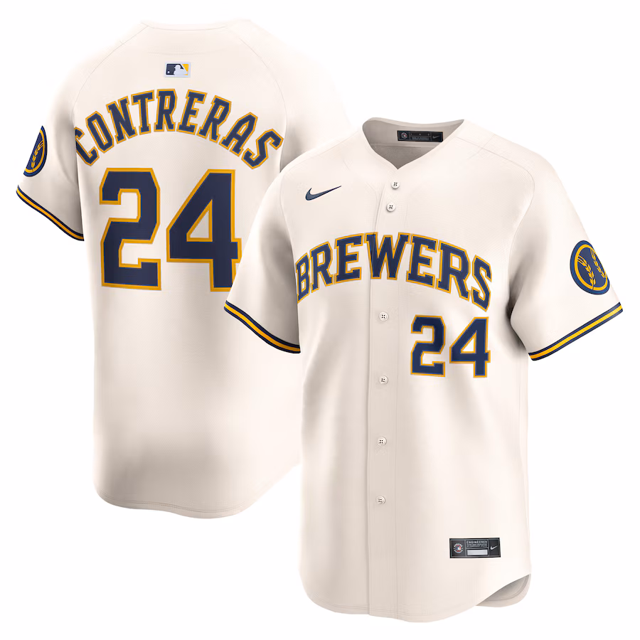 Men's Milwaukee Brewers William Contreras Nike Cream Alternate Limited Player Jersey