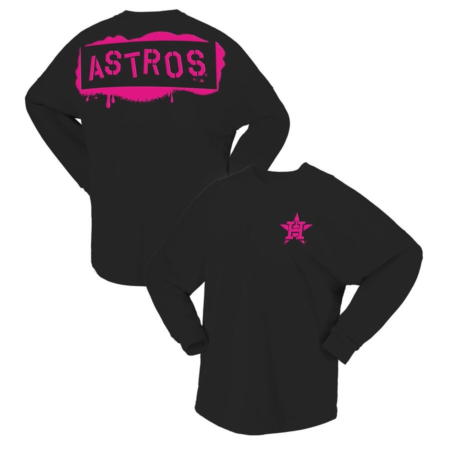 Women's Houston Astros Fanatics Black Neon Jersey Long Sleeve T-Shirt