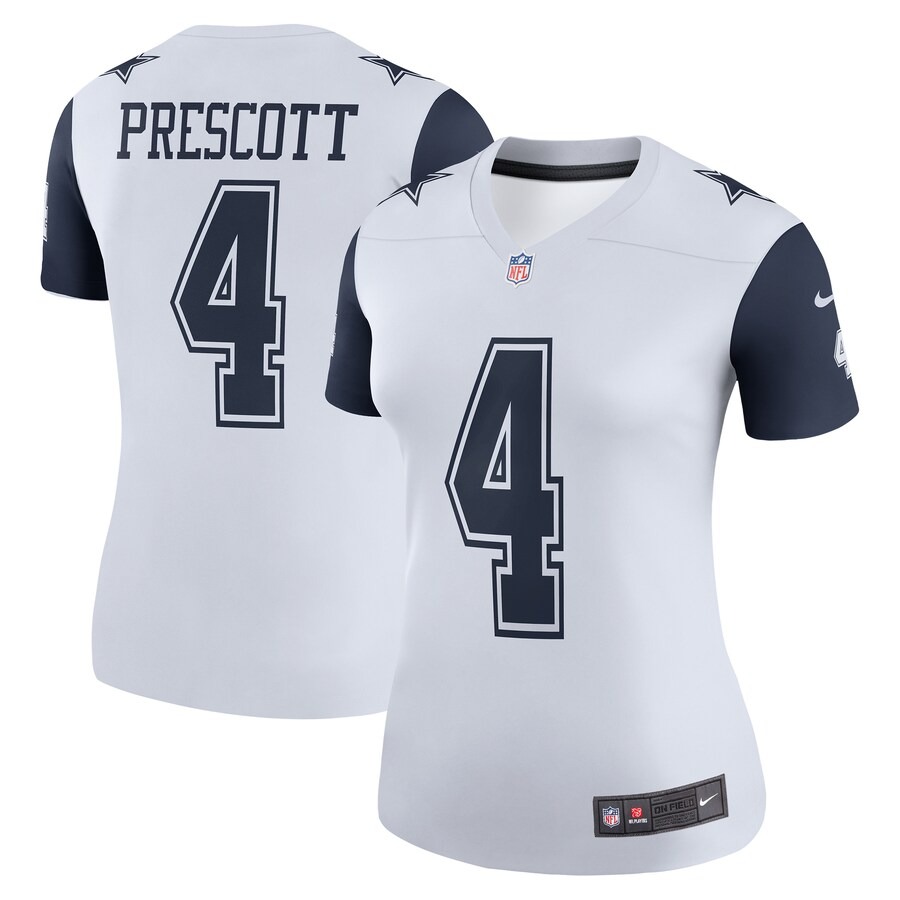 Women's Dallas Cowboys Dak Prescott Nike White Legend Player Performance Top