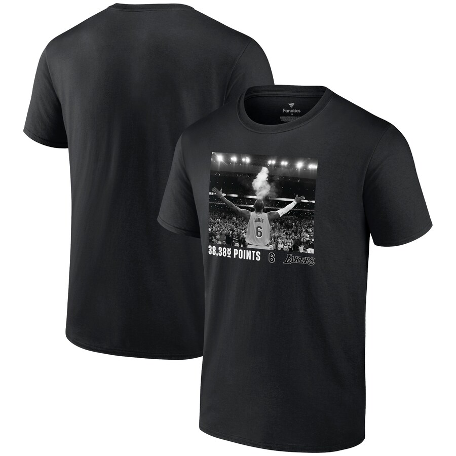 Men's Los Angeles Lakers LeBron James Black NBA All-Time Scoring Record Chalk Throw T-Shirt