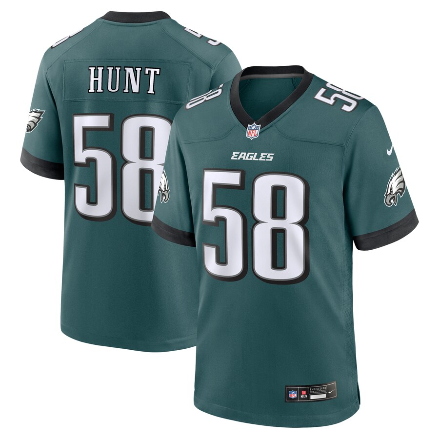 Men's Philadelphia Eagles Jalyx Hunt Nike Midnight Green Team Game Jersey