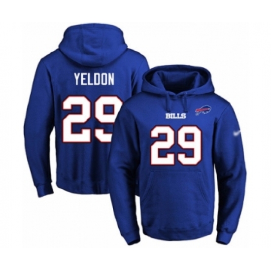 Football Men's Buffalo Bills #29 T.J. Yeldon Royal Blue Name & Number Pullover Hoodie