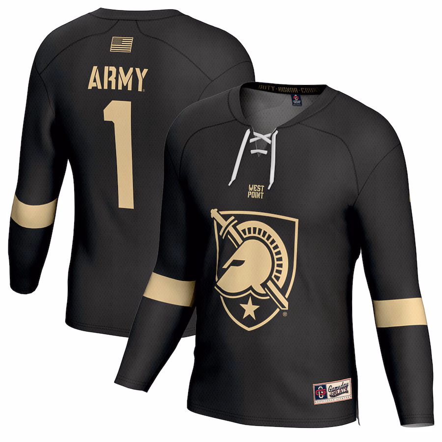 #1 Army Black Knights GameDay Greats Youth Ice Hockey Fashion Jersey - Black