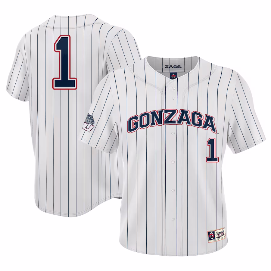 #1 Gonzaga Bulldogs GameDay Greats Youth Lightweight Baseball Jersey - White