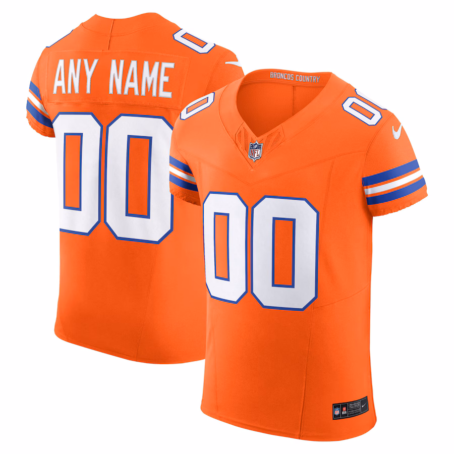 Men's Denver Broncos Nike Orange Alternate 2 Mile High Collection 1977 Throwback Vapor F.U.S.E. Elite Custom Jersey
