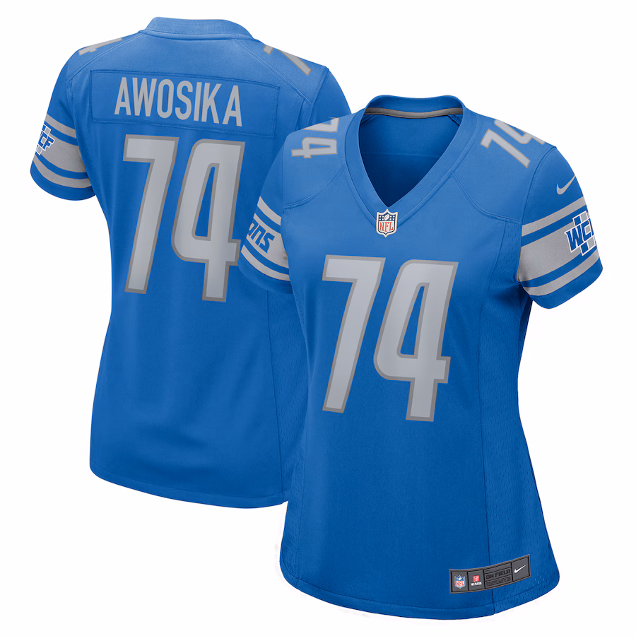Women's Detroit Lions Kayode Awosika Nike Blue Home Game Player Jersey