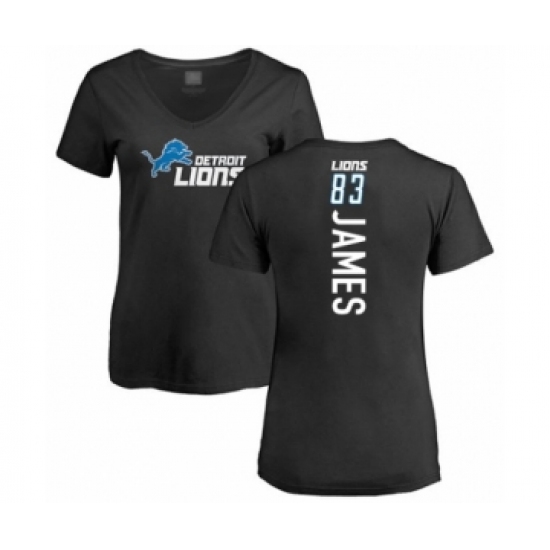 Football Women's Detroit Lions #83 Jesse James Black Backer T-Shirt