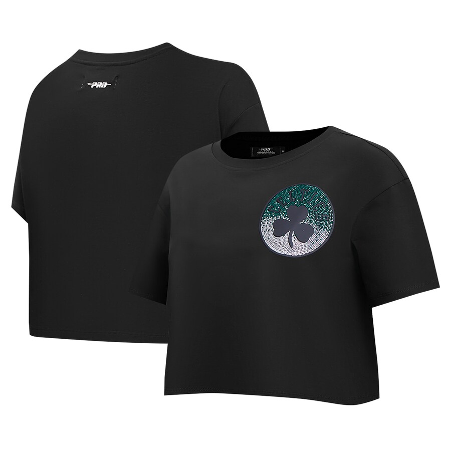 Women's Boston Celtics Pro Standard Black Jewels Boxy Cropped T-Shirt