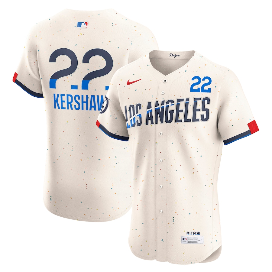 Men's Los Angeles Dodgers Clayton Kershaw Nike Cream City Connect Elite Jersey
