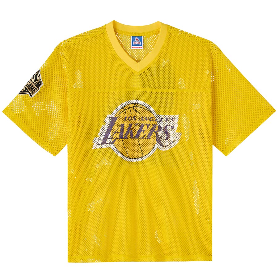 Men's Los Angeles Lakers OVO x NBA Gold Mesh Football Fashion Jersey