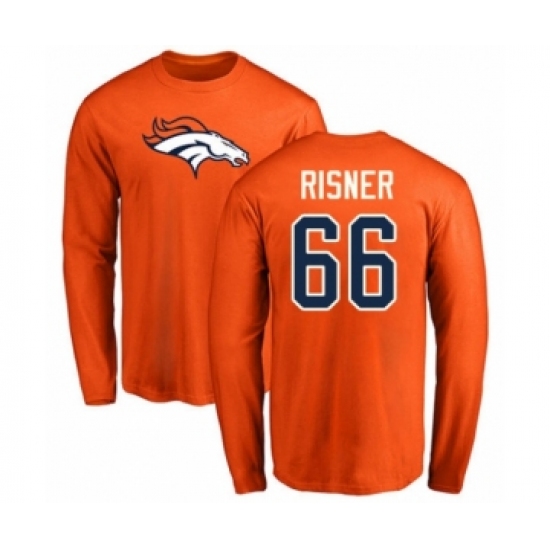 Football Denver Broncos #66 Dalton Risner Orange Name & Number Logo Long Sleeve T-Shirt