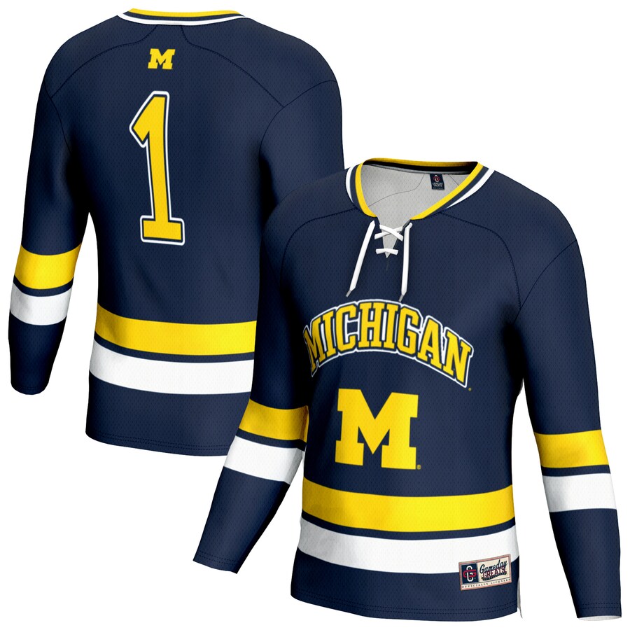 Unisex GameDay Greats  Navy Michigan Wolverines Lightweight Men's Hockey Team Fashion Jersey