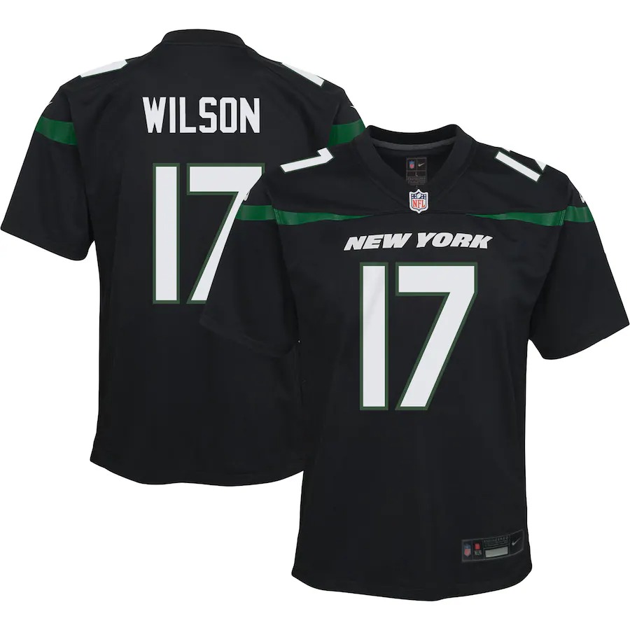 Youth New York Jets Garrett Wilson Nike Black Game Jersey