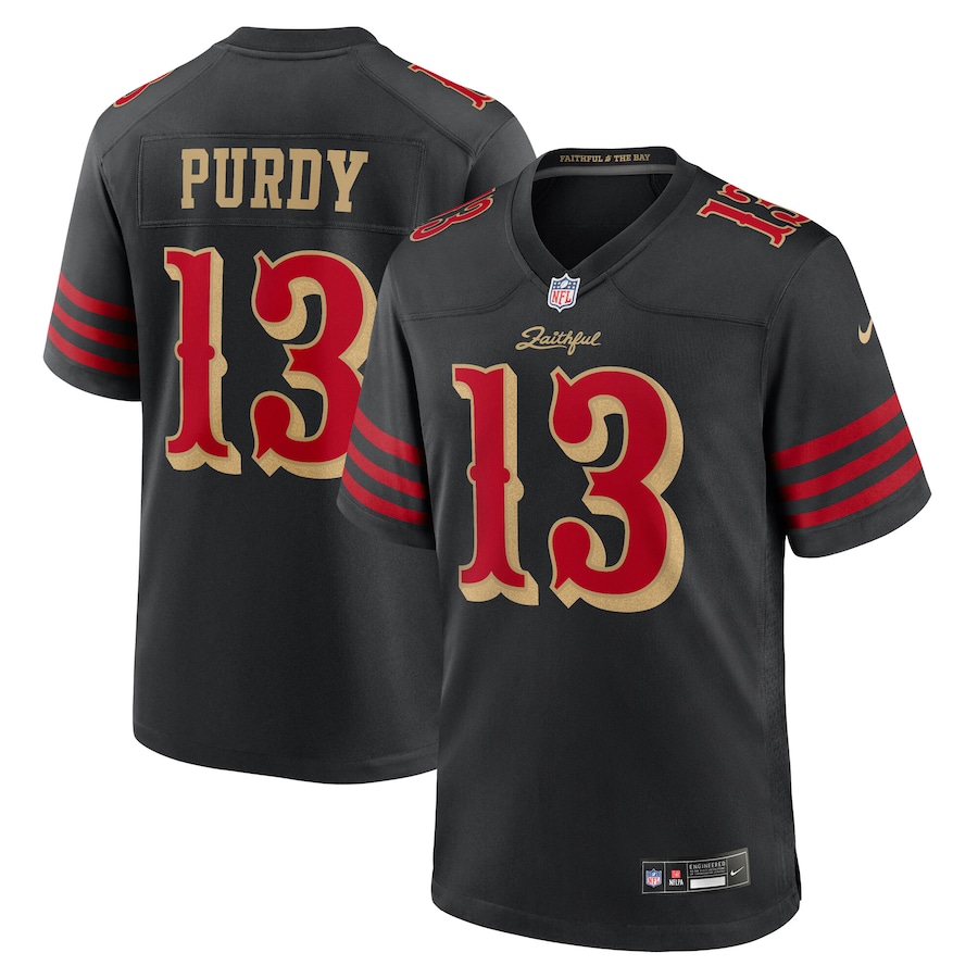 Men's San Francisco 49ers Brock Purdy Nike Black 2025 Rivalries Collection Game Jersey