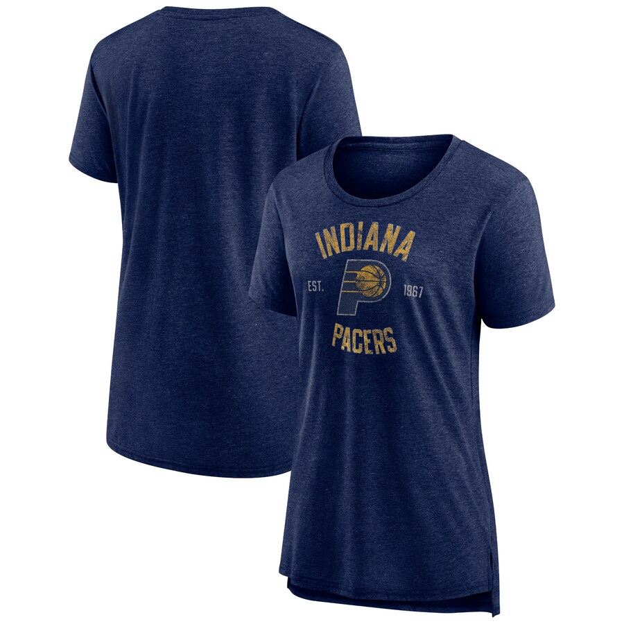 Women's Indiana Pacers Heather Navy Heritage Tri-Blend T-Shirt