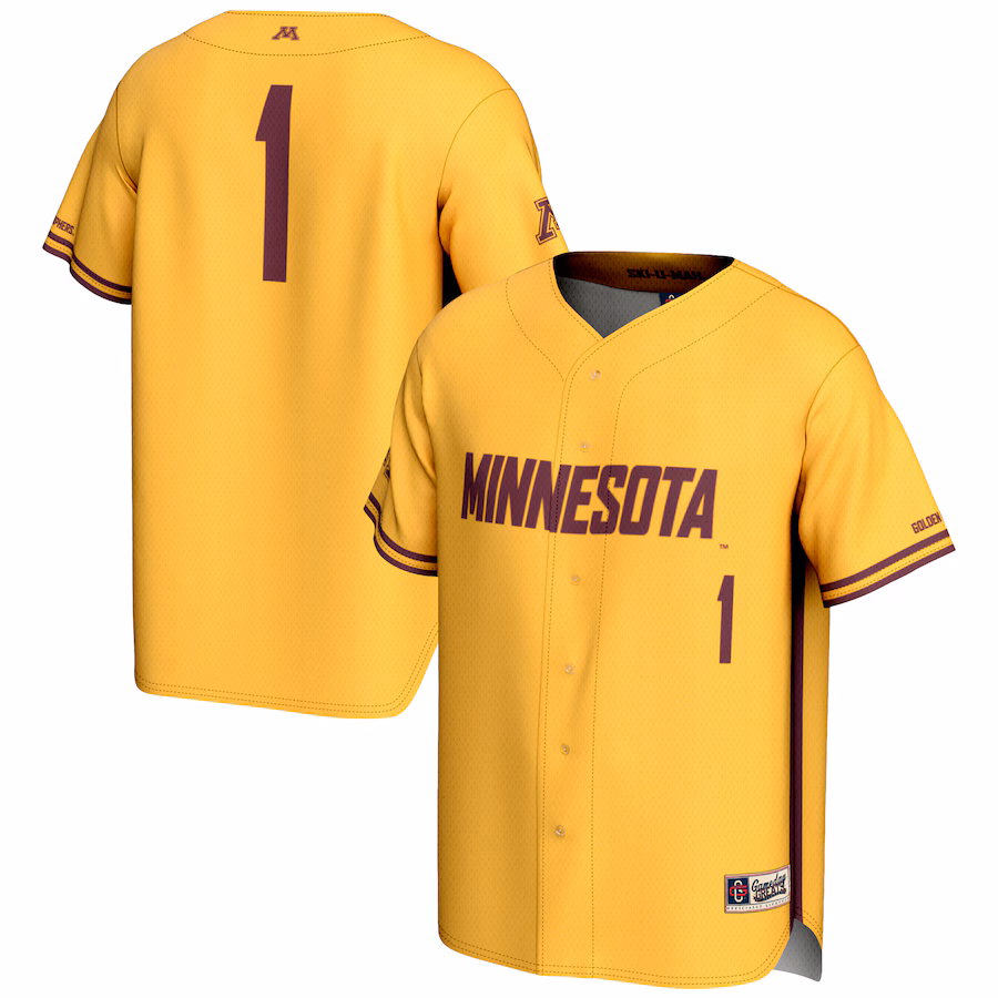 Men's GameDay Greats #1 Gold Minnesota Golden Gophers Lightweight Baseball Jersey