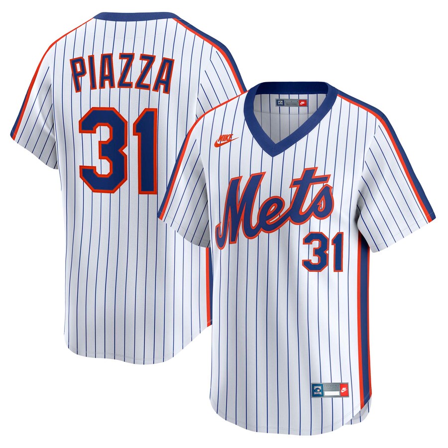 Men's New York Mets Mike Piazza Nike White Throwback Cooperstown Collection Limited Jersey