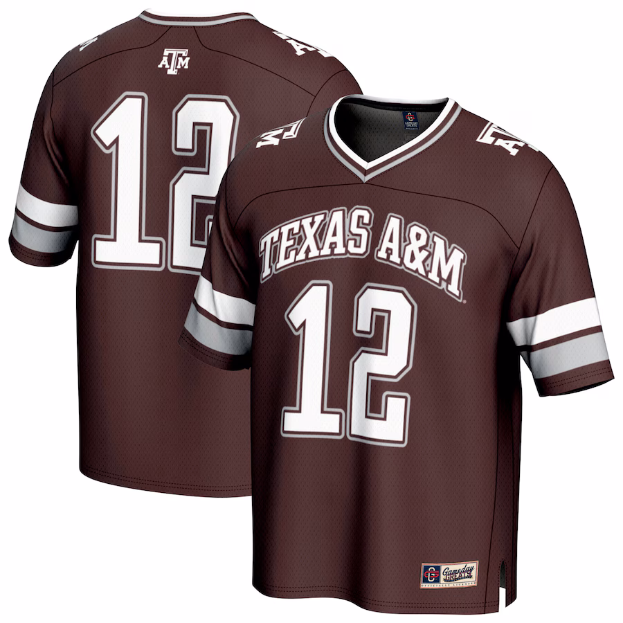 GameDay Greats #12 Maroon Texas A&M Aggies Lightweight Collegiate Football Fashion Jersey