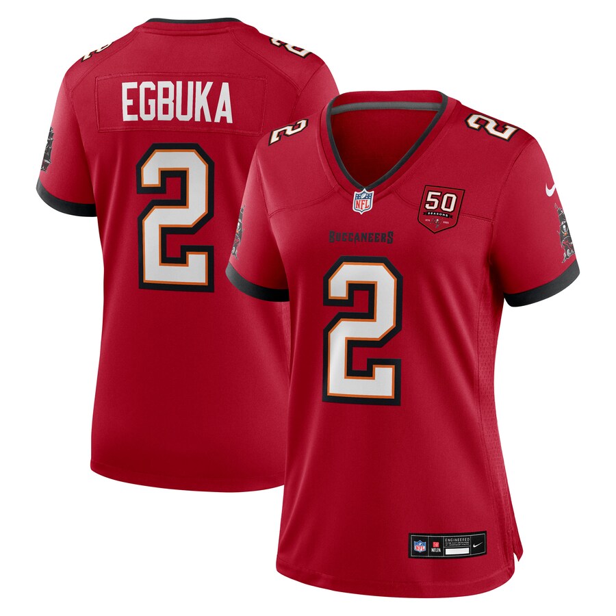 Women's Tampa Bay Buccaneers Emeka Egbuka Nike Red Team 50th Season Game Jersey