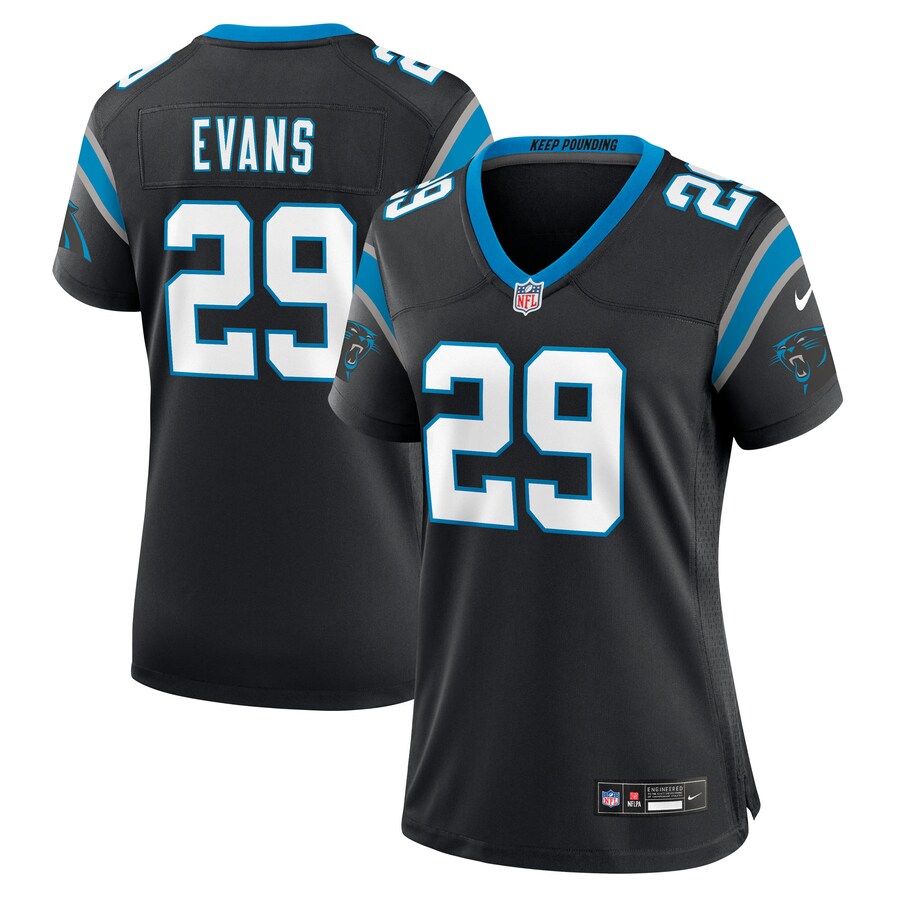 Women's Carolina Panthers Akayleb Evans Nike Black Team Game Jersey