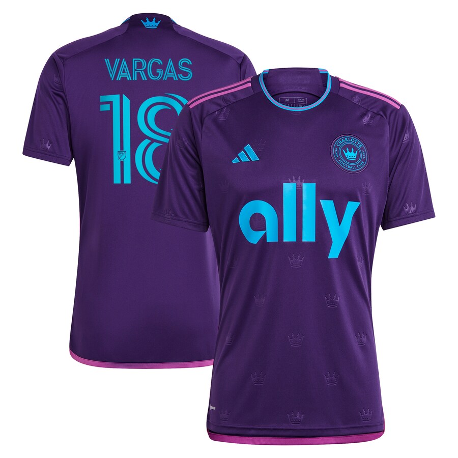 Men's Charlotte FC Kerwin Vargas adidas Purple 2023 Crown Jewel Kit Replica Player Jersey