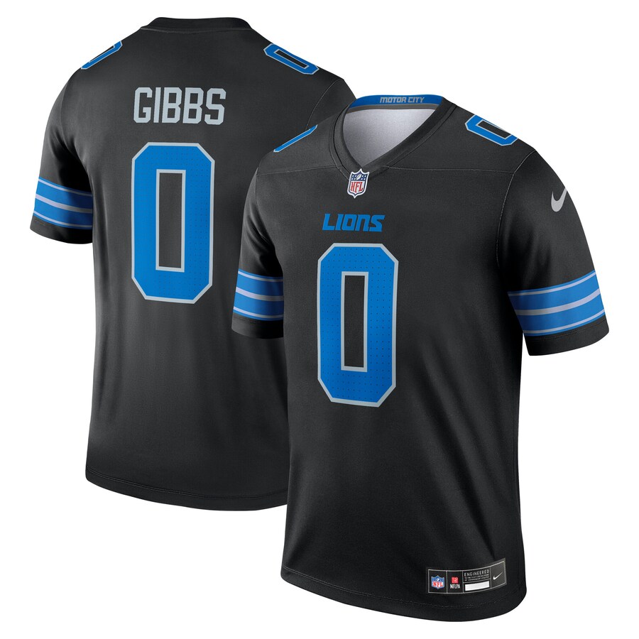 Men's Detroit Lions Jahmyr Gibbs Nike Black Legend Player Performance Top