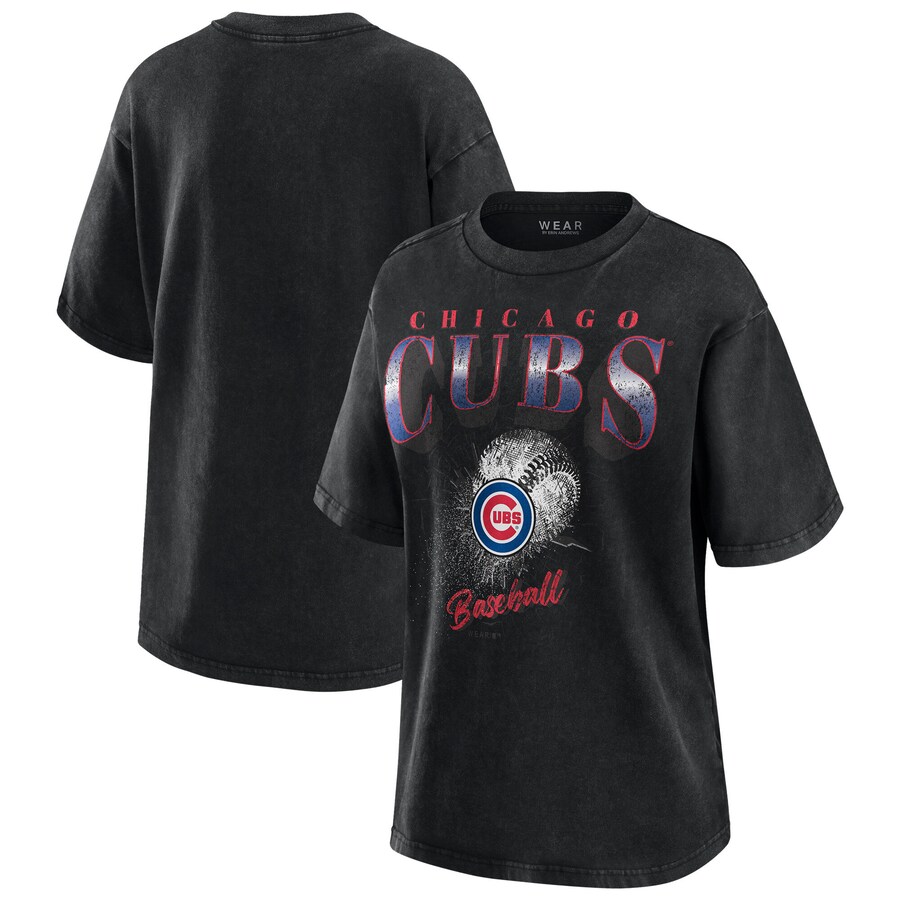 Women's Chicago Cubs WEAR by Erin Andrews Charcoal Boyfriend T-Shirt