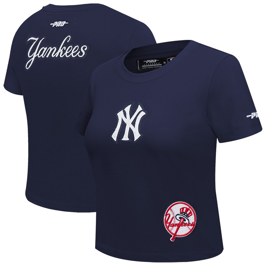 Women's New York Yankees Pro Standard Navy Game Day Classics Baby Doll Cropped T-Shirt