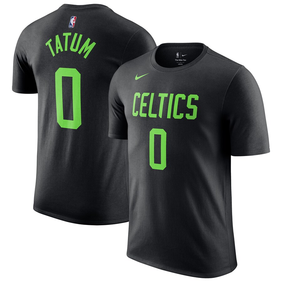 Men's Boston Celtics Jayson Tatum Nike Black 2024/25 City Edition Name & Number T-Shirt
