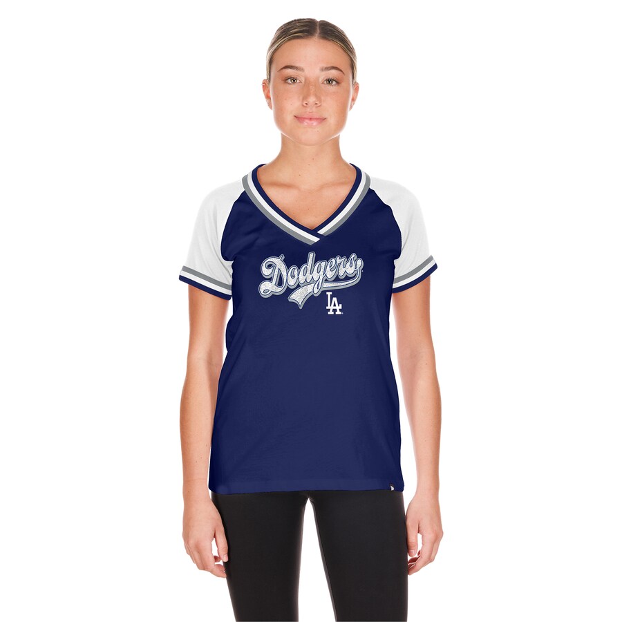 Women's Los Angeles Dodgers New Era Royal Gameday Raglan V-Neck T-Shirt