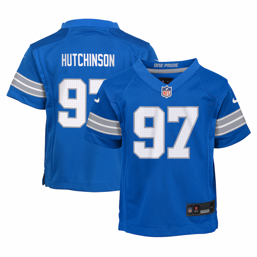 Preschool Detroit Lions Aidan Hutchinson Nike Blue Player Game Jersey