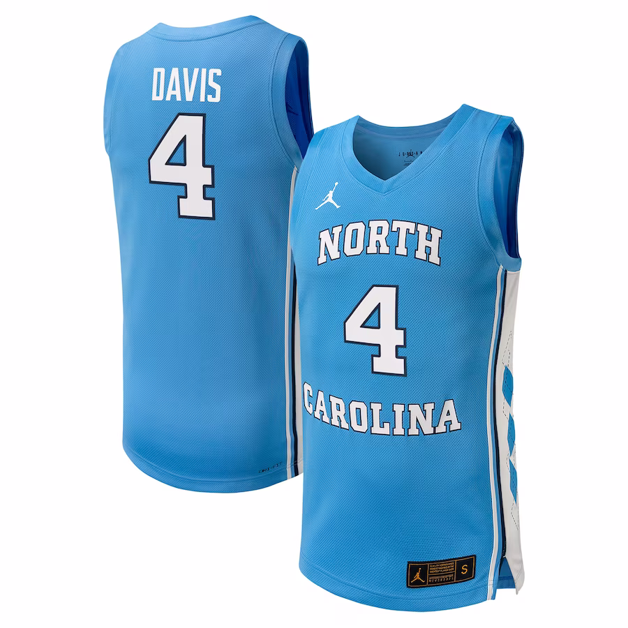 RJ Davis North Carolina Tar Heels Jordan Brand NIL Basketball Replica Player Jersey - Carolina Blue