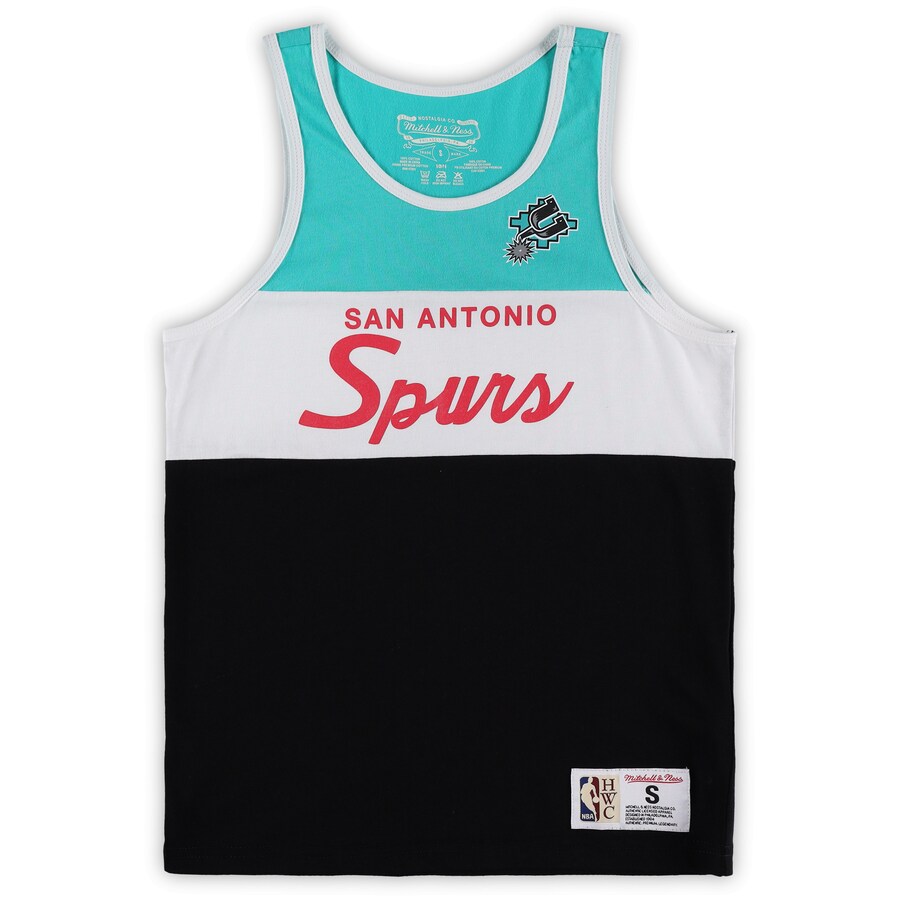 Youth San Antonio Spurs Mitchell & Ness Black Hardwood Classics Special Script Tank Top