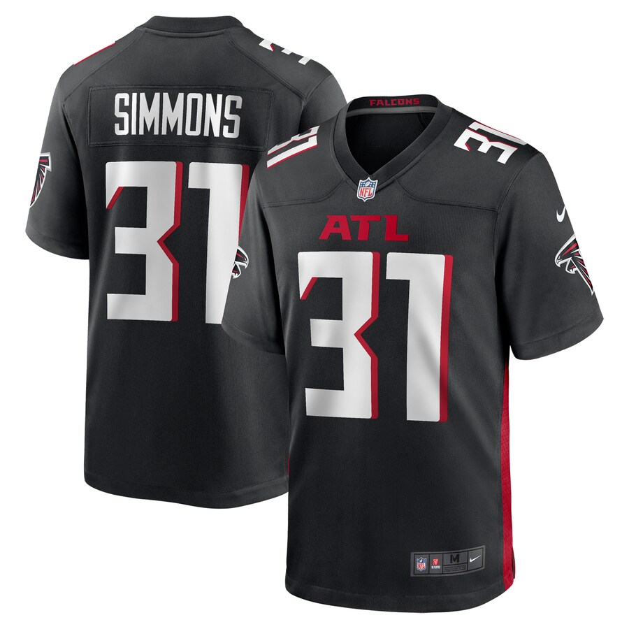 Men's Atlanta Falcons Justin Simmons Nike Black Team Game Jersey