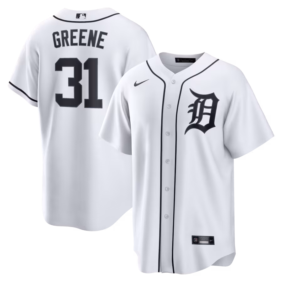 Men's Detroit Tigers Riley Greene Nike White Home Replica Jersey