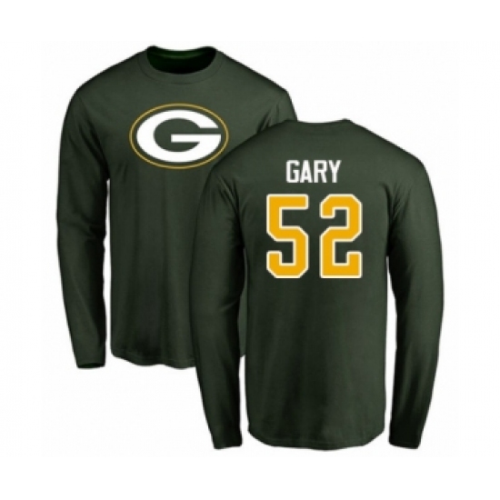 Football Green Bay Packers #52 Rashan Gary Green Name & Number Logo Long Sleeve T-Shirt