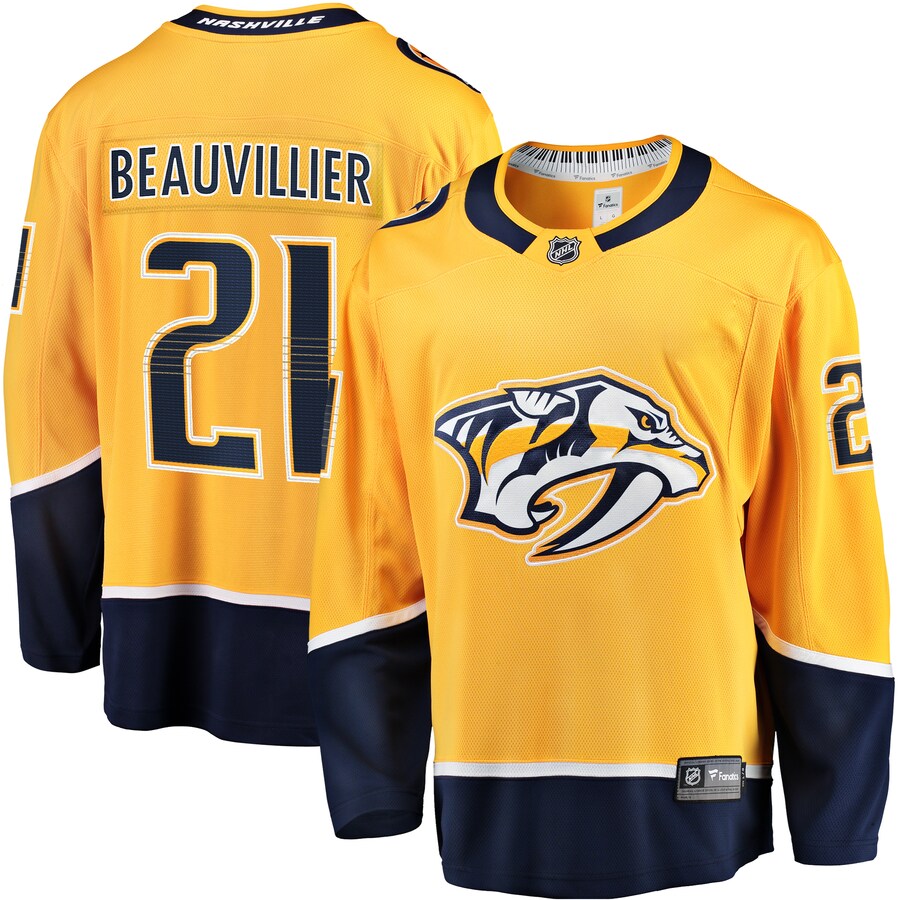 Men's Nashville Predators Anthony Beauvillier Fanatics Gold Premier Breakaway Player Jersey