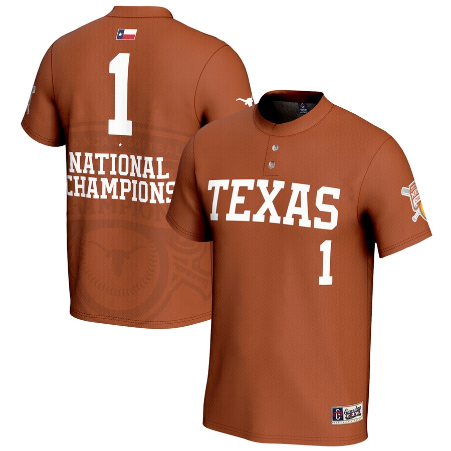 Youth GameDay Greats #1 Texas Orange Texas Longhorns 2025 NCAA Softball Women's College World Series Champions Lightweight Commemorative Fashion Jersey