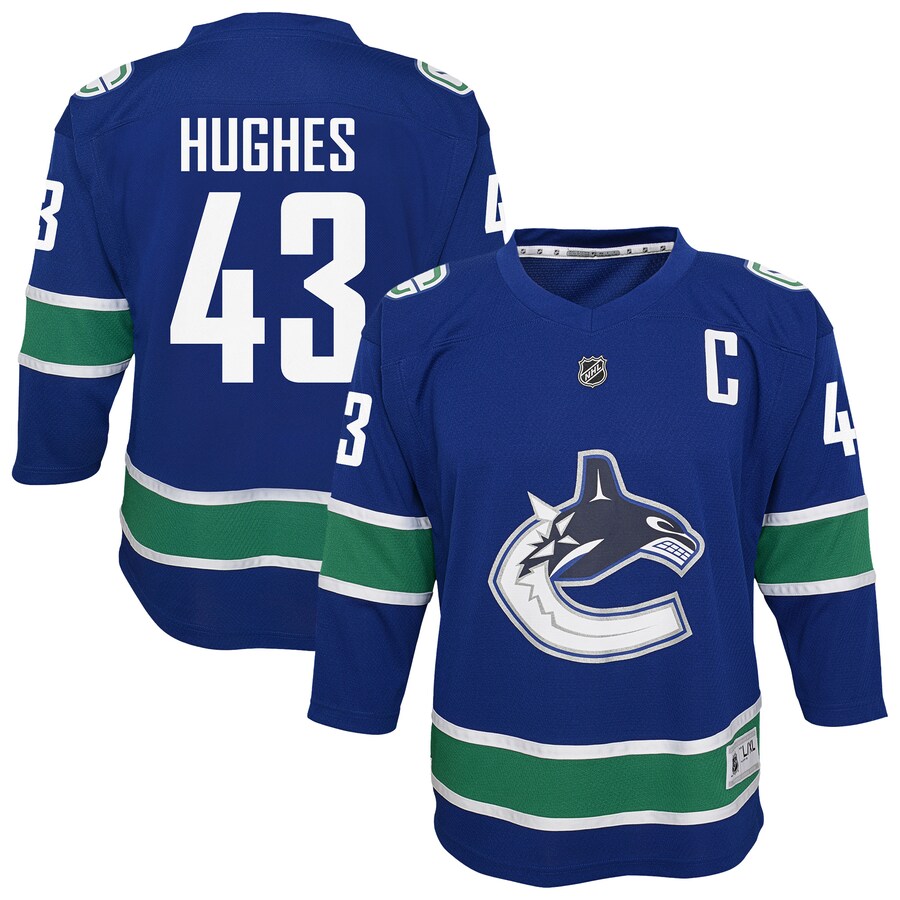 Youth Vancouver Canucks Quinn Hughes Outerstuff Blue Alternate Replica Player Jersey