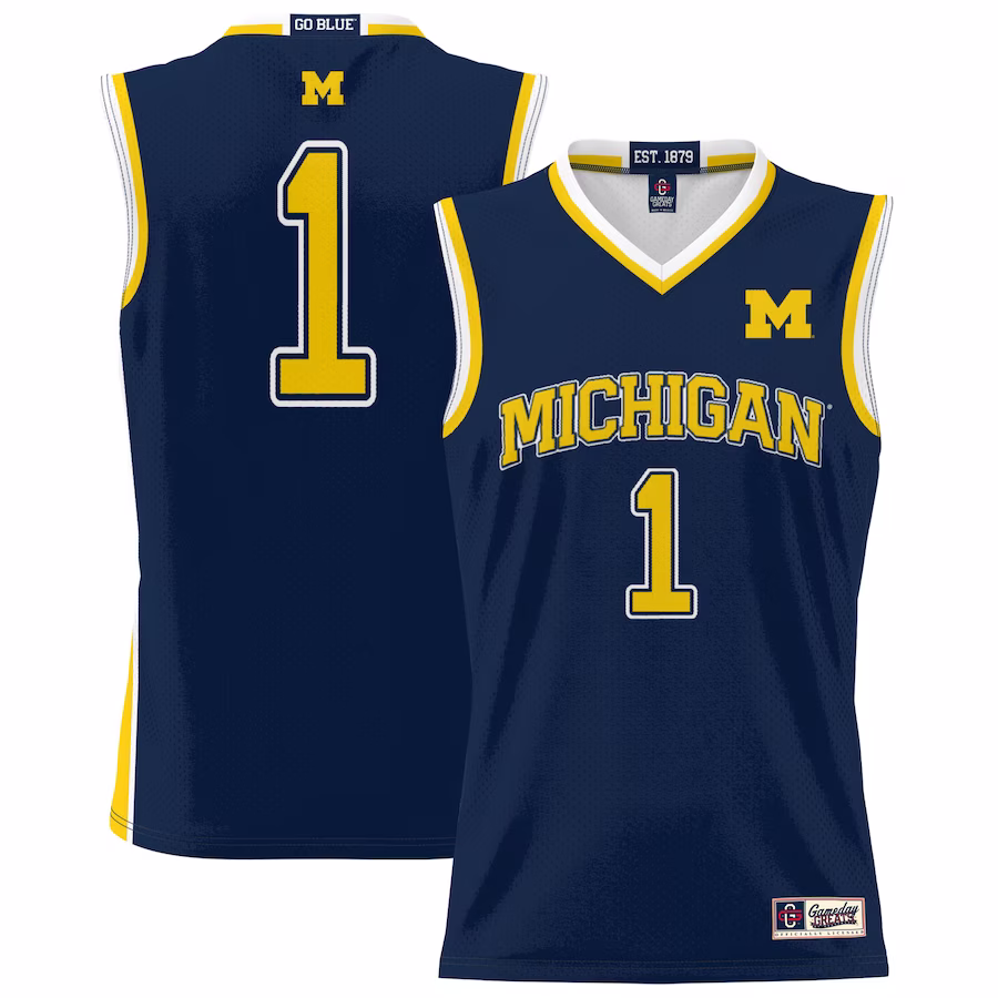 #1 Michigan Wolverines GameDay Greats Unisex Lightweight Basketball Jersey - Navy