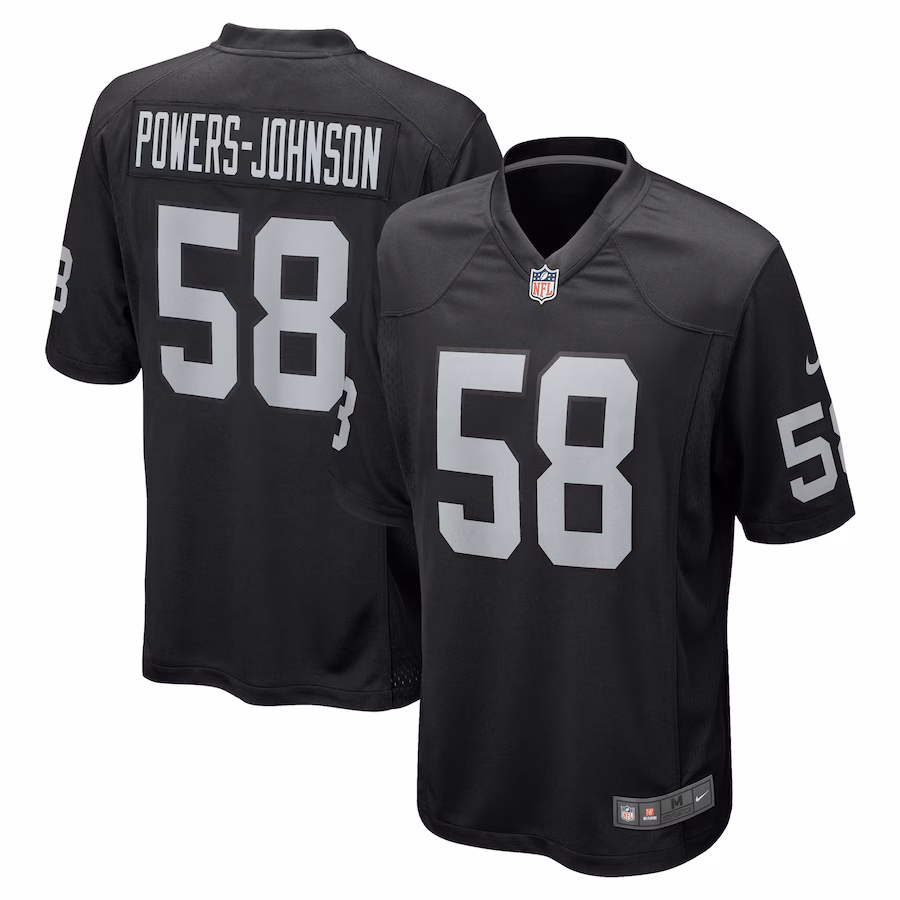 Men's Las Vegas Raiders Jackson Powers-Johnson Nike Black Team Game Jersey