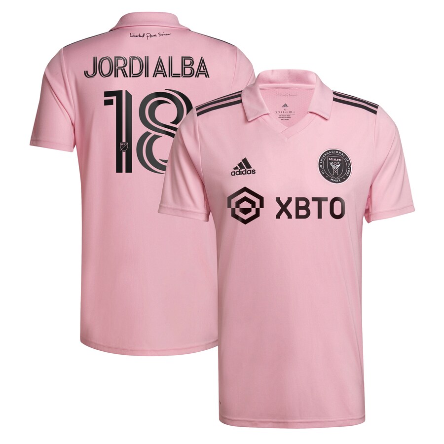 Men's Inter Miami CF Jordi Alba Ramos adidas Pink 2023 The Heart Beat Kit Replica Player Jersey