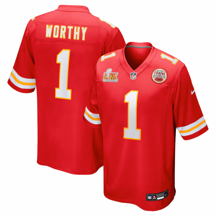 Men's Kansas City Chiefs Xavier Worthy Nike Red Super Bowl LIX Game Jersey