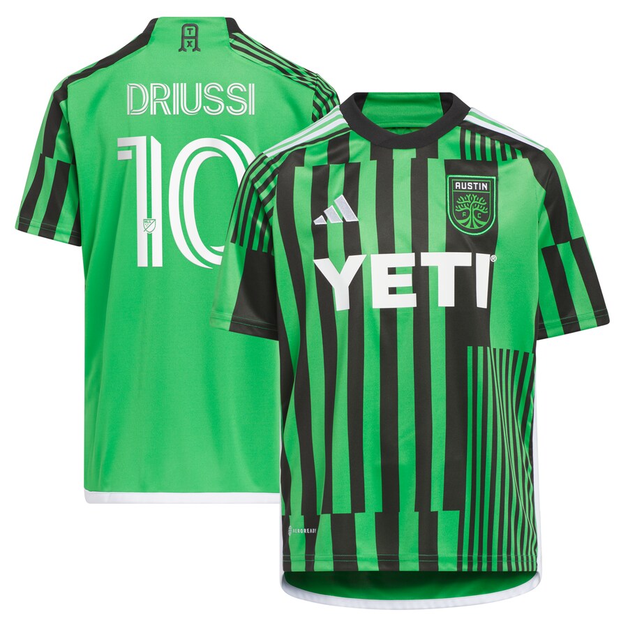 Youth Austin FC Sebastián Driussi adidas Green 2023 Las Voces Kit Replica Jersey