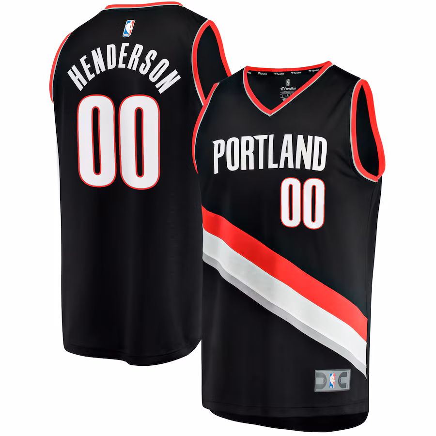 Men's Portland Trail Blazers Scoot Henderson Fanatics Black  Fast Break Replica Jersey - Icon Edition