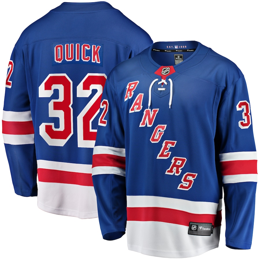 Men's New York Rangers Jonathan Quick Fanatics Blue Home Breakaway Jersey