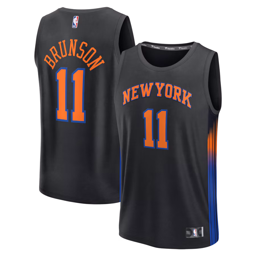 Youth New York Knicks Jalen Brunson Fanatics Black Fast Break Jersey - Statement Edition
