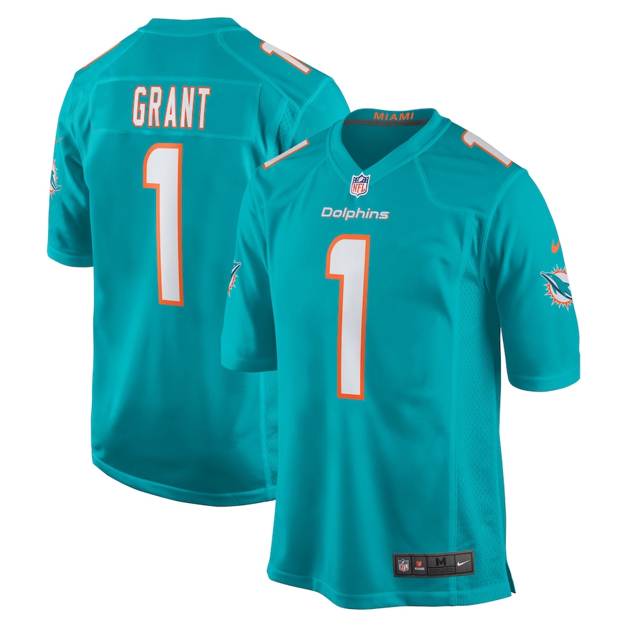 Men's Miami Dolphins Kenneth Grant Nike Aqua 2025 NFL Draft First Round Pick  Game Jersey